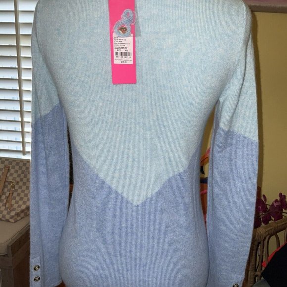 Lilly Pulitzer NWT Brigitte Cashmere Sweater Heathered Bennett Blue Size XXS - Picture 2 of 9